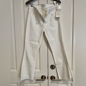 Brand New With Tag White Mother Insider Step Fray Crop Jeans, Size 30